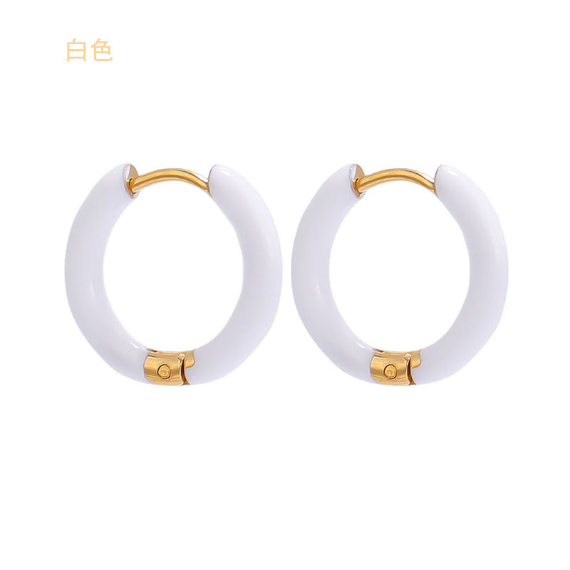 Wholesale 12mm oil drop earrings 10 colors stainless steel color earrings